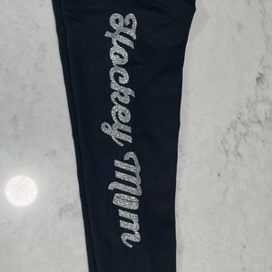New Hockey Mom Chalktalk Sports Size Medium Women’s Leggings Black & silver NWT